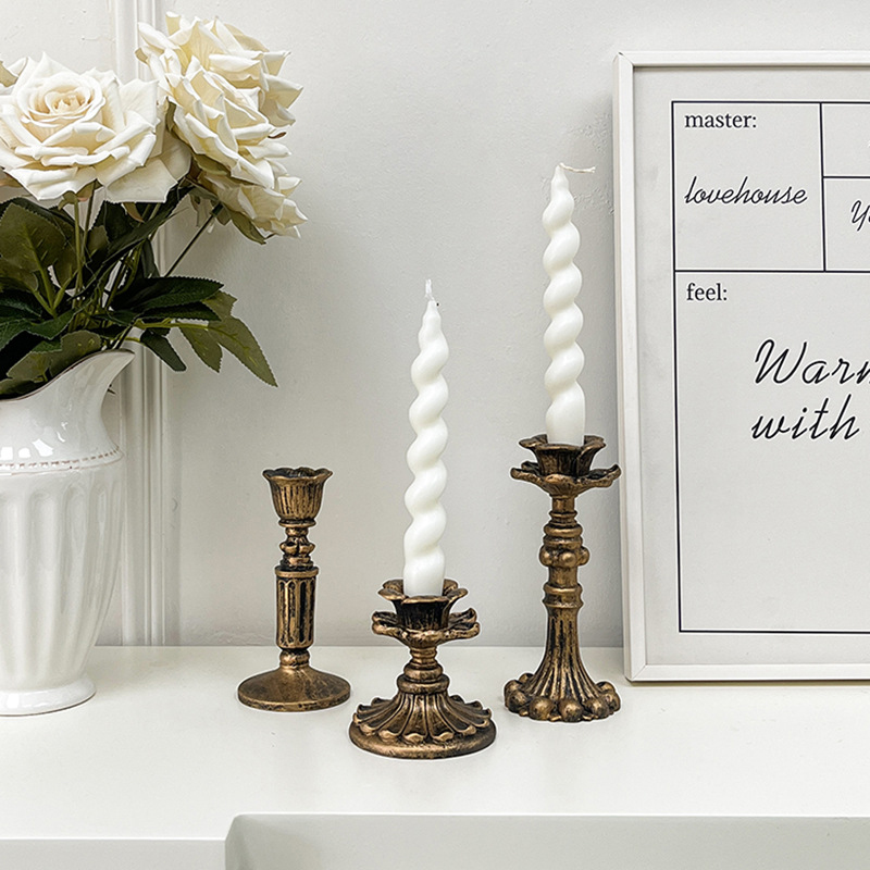 Home Decor Free - Vintage Bronz Şamdan Figürü Antik Çiçek