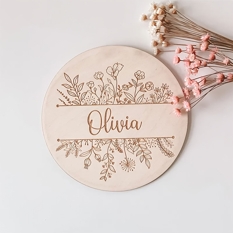 Home Decor Product - Kişiye Özel Çiçek Desenli İsim Plaketi,