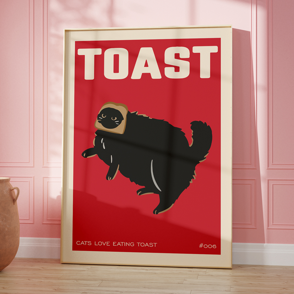 Home Decor Vietnam - Siyah Kedi Kahvaltı Tost Sevgilisi Hediye