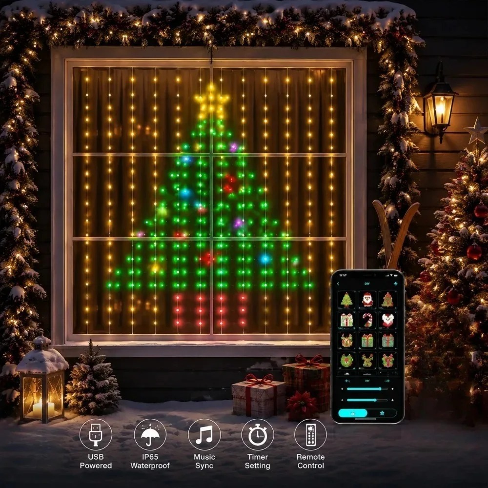 Home Decor Curtains - LED Piksel Perde Işıkları Bluetooth APP