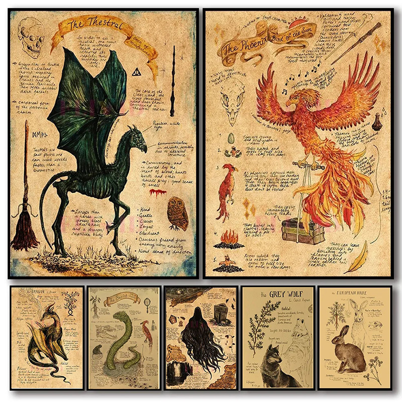 Home Decor Ikea - Retro hayvan Unicorn Poster estetik Dementor