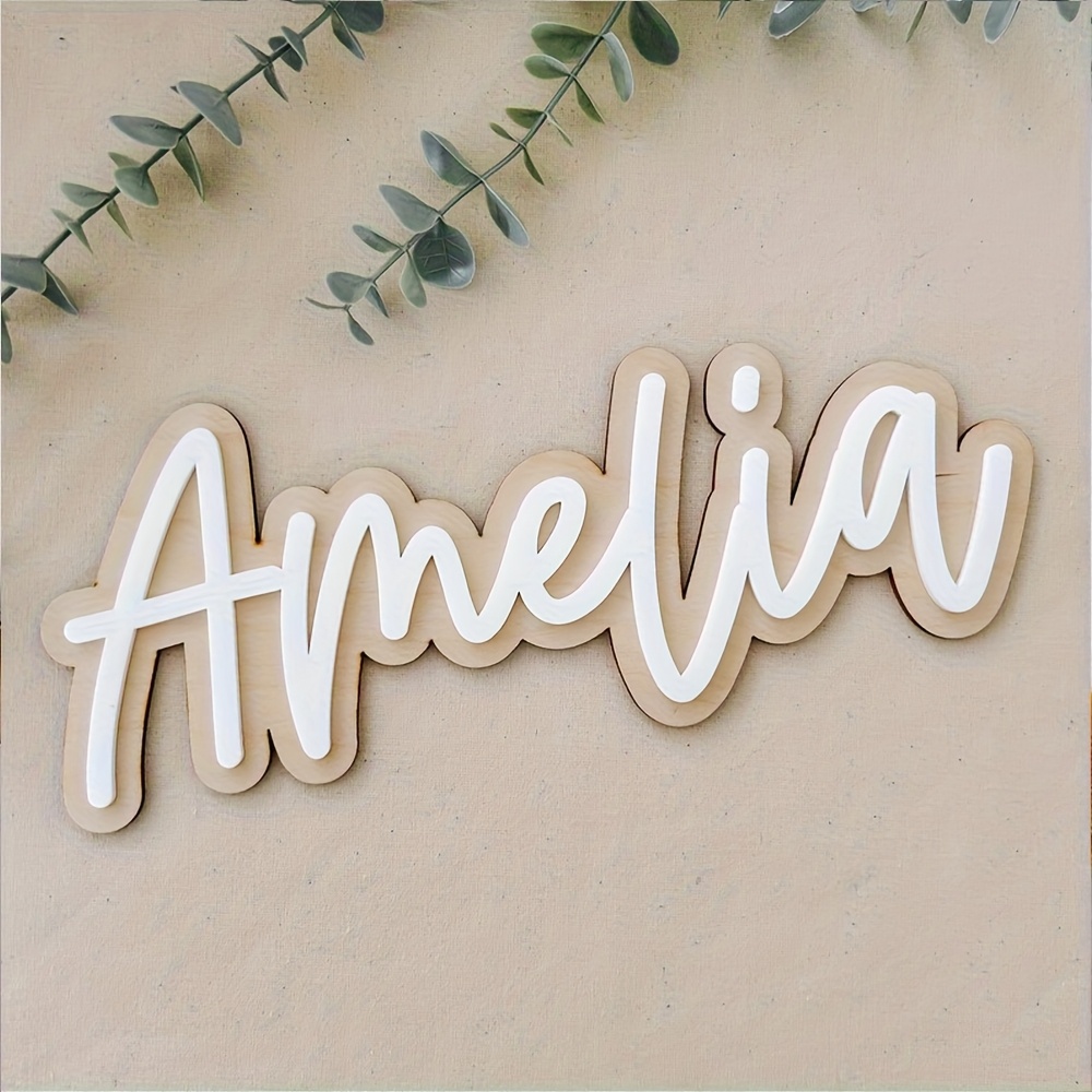 Home Decor Names - Özelleştirilebilir Çift Katmanlı Ahşap İsim Plaketi