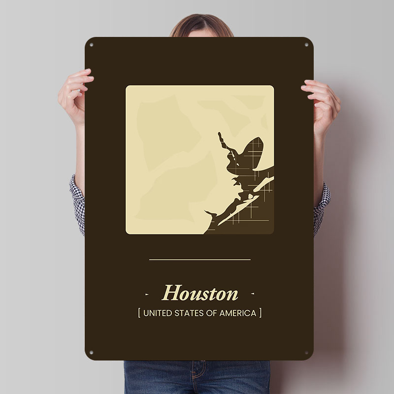 Home Decor Houston - Houston Şehir Haritası Teneke Poster Özel