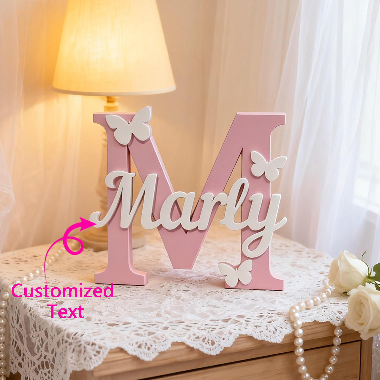 Home Decor Names - 1 adet özel ilk harf ahşap