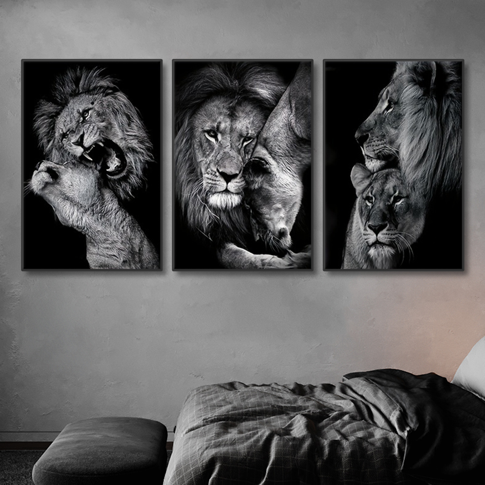 3 adet Modern aslan aile tuval - Home Decor Ikea incelemesi ve fiyatı