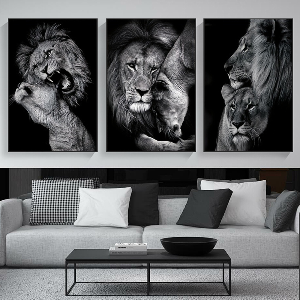 3 adet Modern aslan aile tuval - Home Decor Ikea incelemesi ve fiyatı