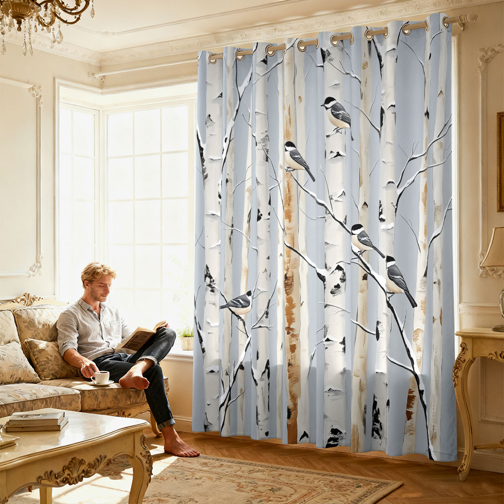 1 adet huş ağacı ormanı titmou - Home Decor Curtains incelemesi ve fiyatı